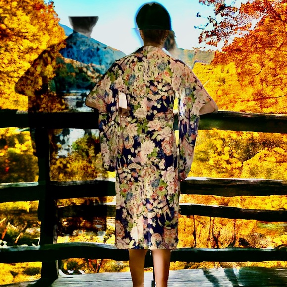 Vintage 1940’s Japanese Yukata Kimono Purple floral size S - Picture 3 of 13